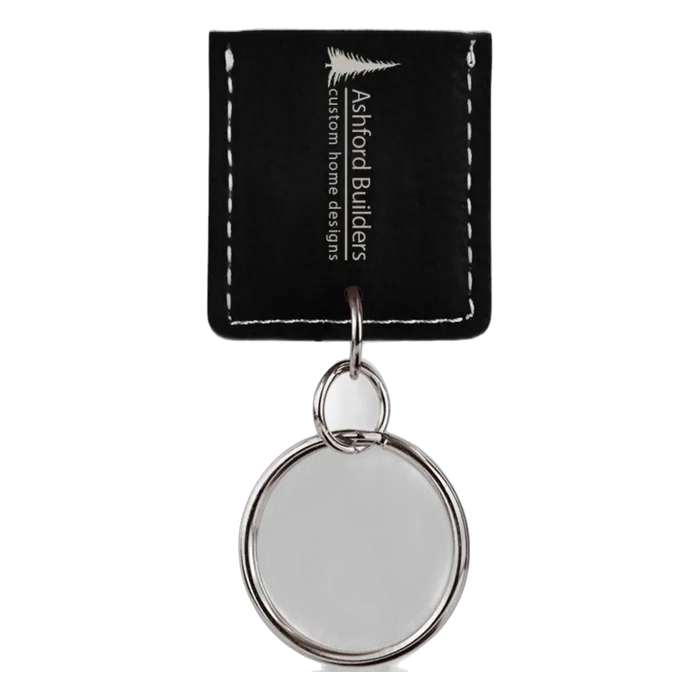 Black/Silver Leatherette Rectangle Bottle Opener Keychain