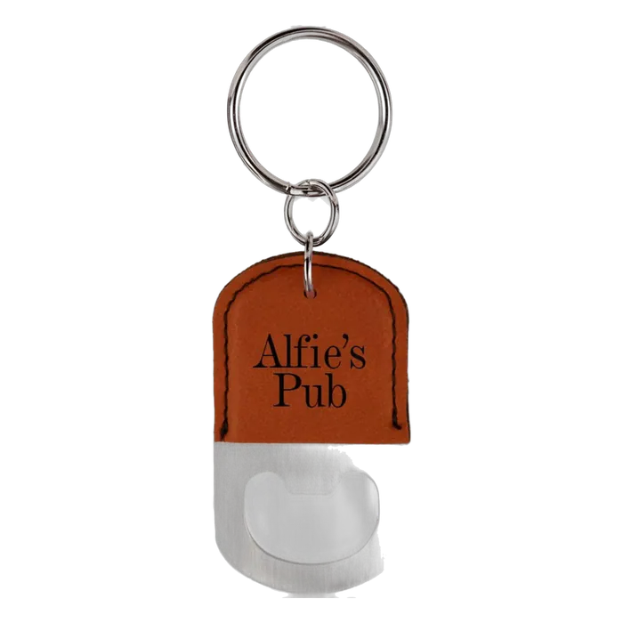 Rawhide Leatherette Oval Bottle Opener Keychain