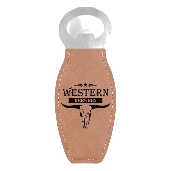 Light Brown Leatherette Magnetic Bottle Opener