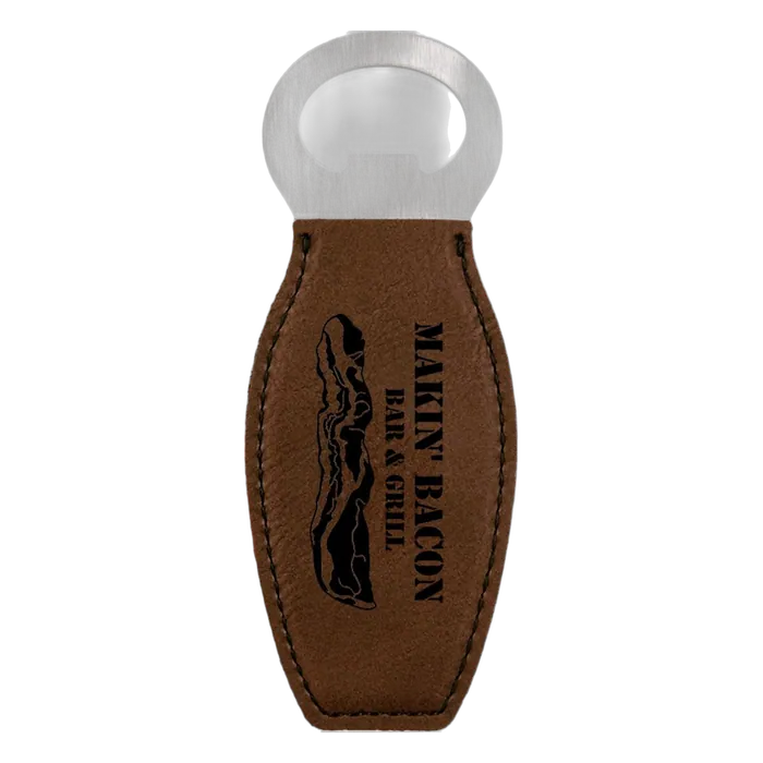 Dark Brown Leatherette Magnetic Bottle Opener