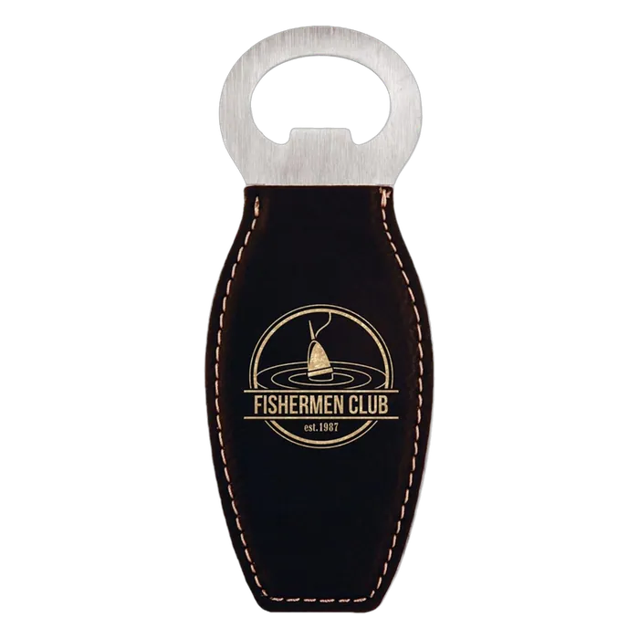 Black/Gold Leatherette Magnetic Bottle Opener