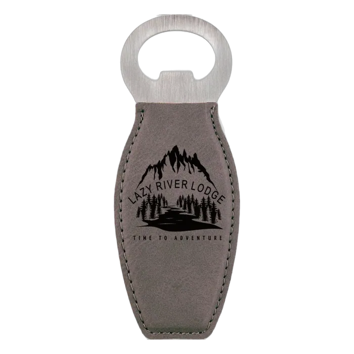 Gray Leatherette Magnetic Bottle Opener