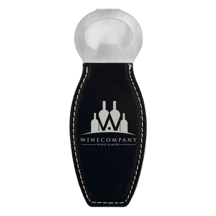 Black/Silver Leatherette Magnetic Bottle Opener