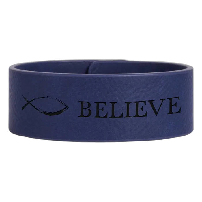 Blue/Black Leatherette Cuff Bracelet
