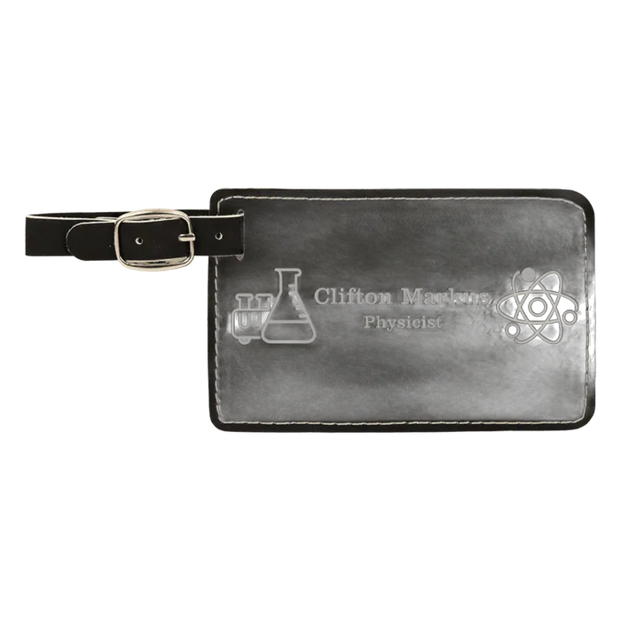 Black/Silver Leatherette Luggage Tag