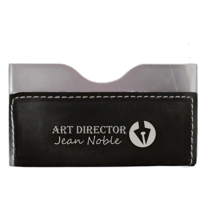 Black/Silver Leatherette Hard Business Card Holder