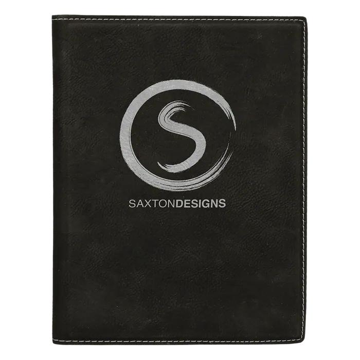 Black/Silver Small Leatherette Portfolio with Notepad