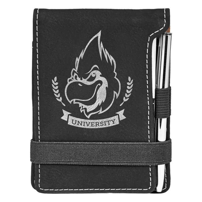 Black/Silver Leatherette Mini Notepad & Pen Set