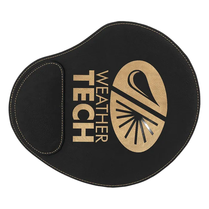 Black/Gold Laserable Leatherette Mouse Pad