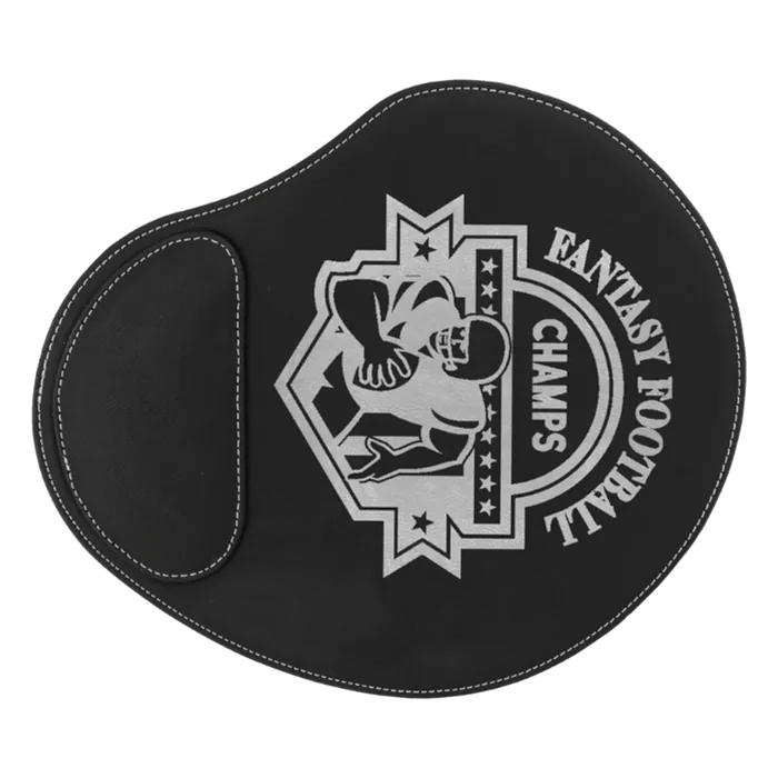 Black/Silver Laserable Leatherette Mouse Pad