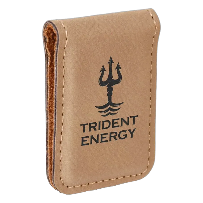 Light Brown Leatherette Money Clip