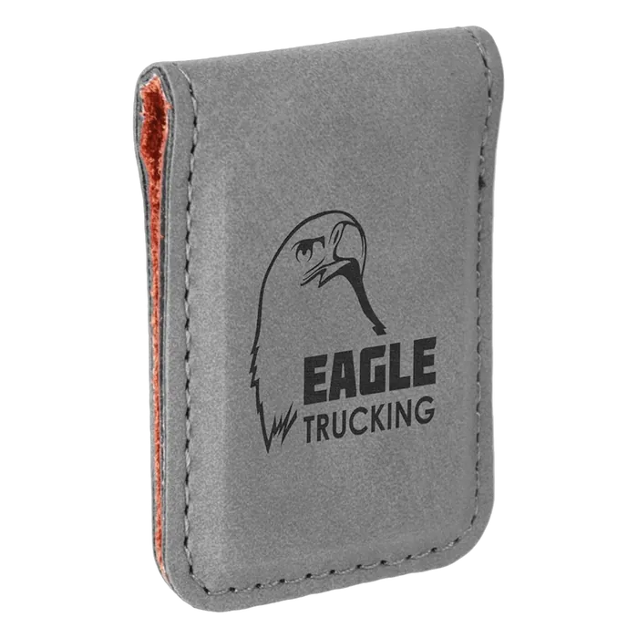 Gray Laserable Leatherette Money Clip