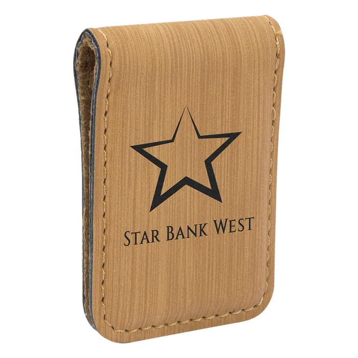 Bamboo Laserable Leatherette Money Clip