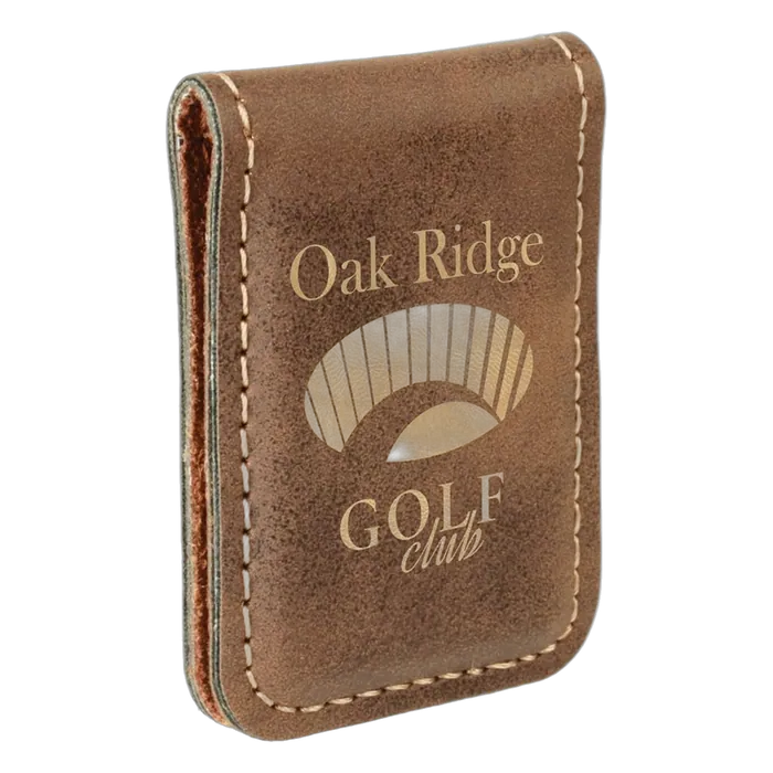 Rustic/Gold Laserable Leatherette Money Clip