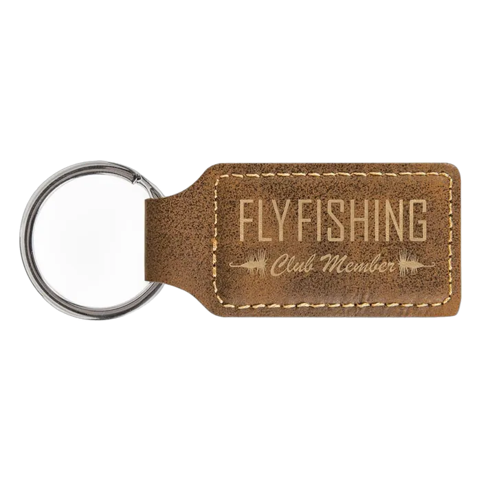 Rustic/Gold Leatherette Rectangle Keychain