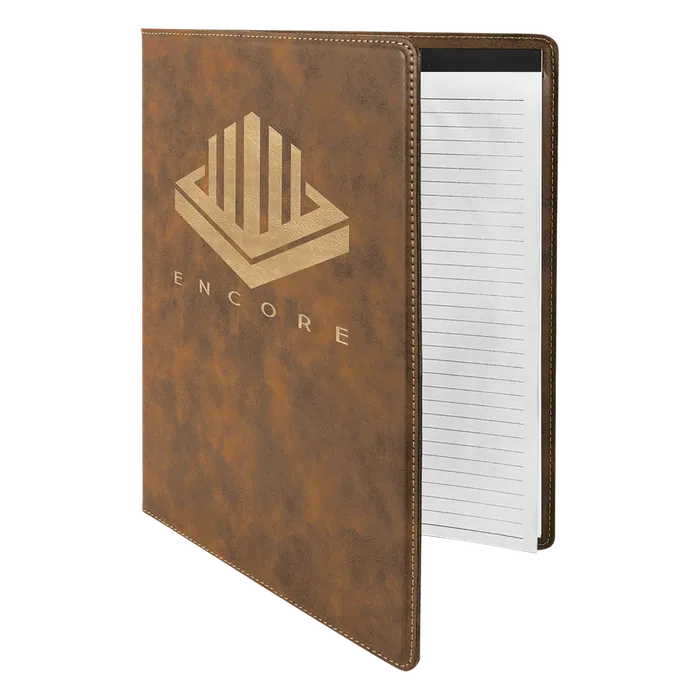 Rustic/Gold Laserable Leatherette Portfolio with Lined Pad