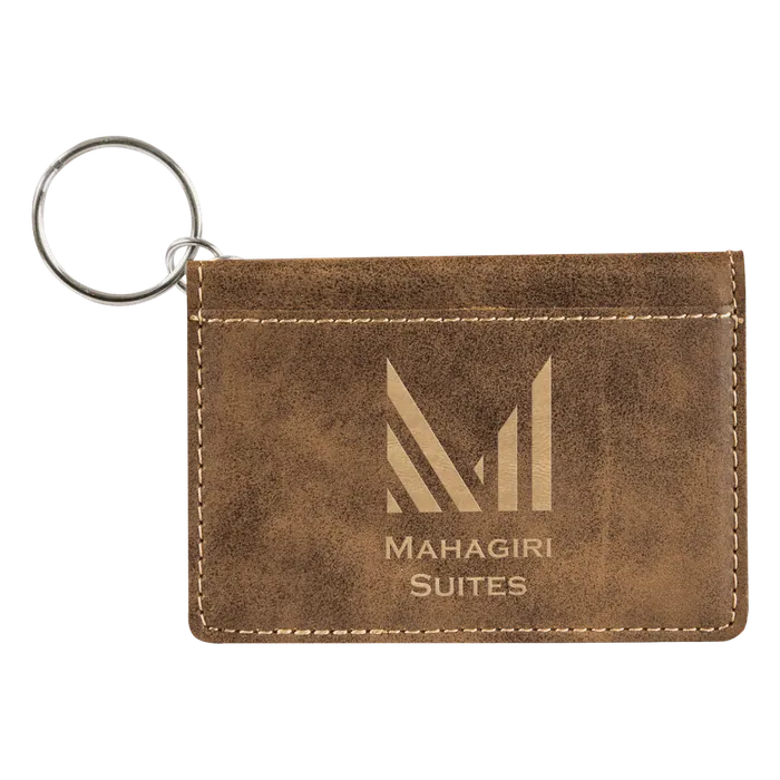 Rustic/Gold Leatherette ID Holder with Keychain