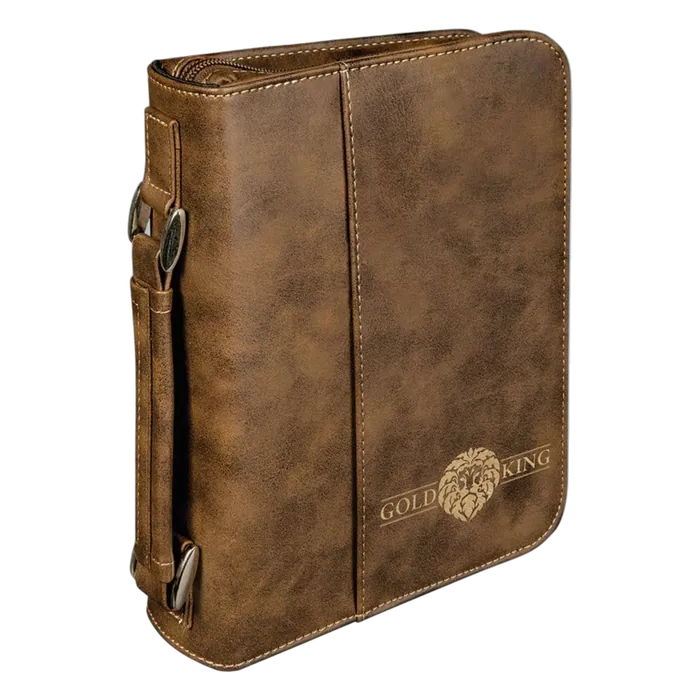 Rustic/Gold Leatherette Book/Bible Cover with Zipper & Handle, 6 3/4" x 9 1/4"