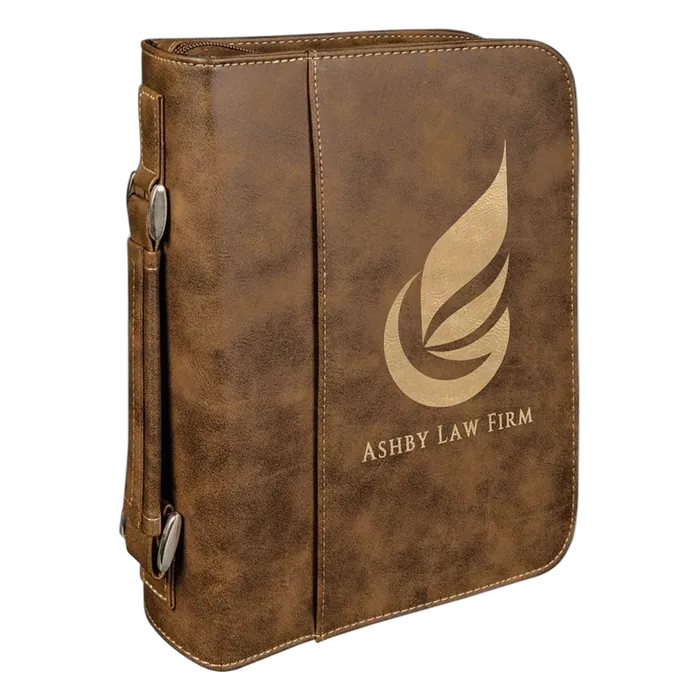 Rustic/Gold Leatherette Book/Bible Cover with Zipper & Handle, 7 1/2" x 10 3/4"