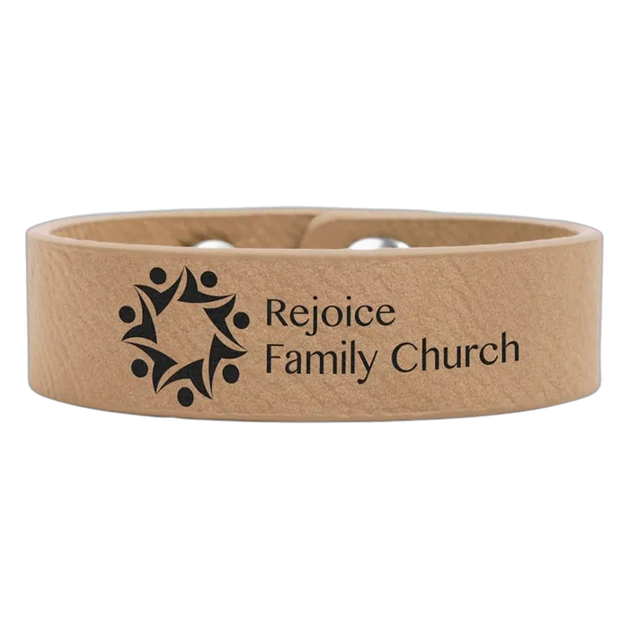 Light Brown Leatherette Youth Cuff Bracelet