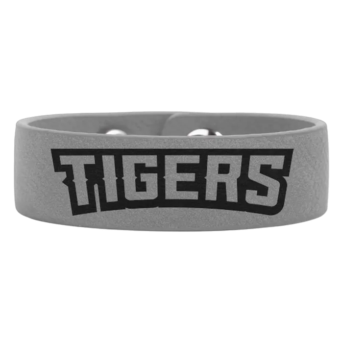 Gray Leatherette Youth Cuff Bracelet
