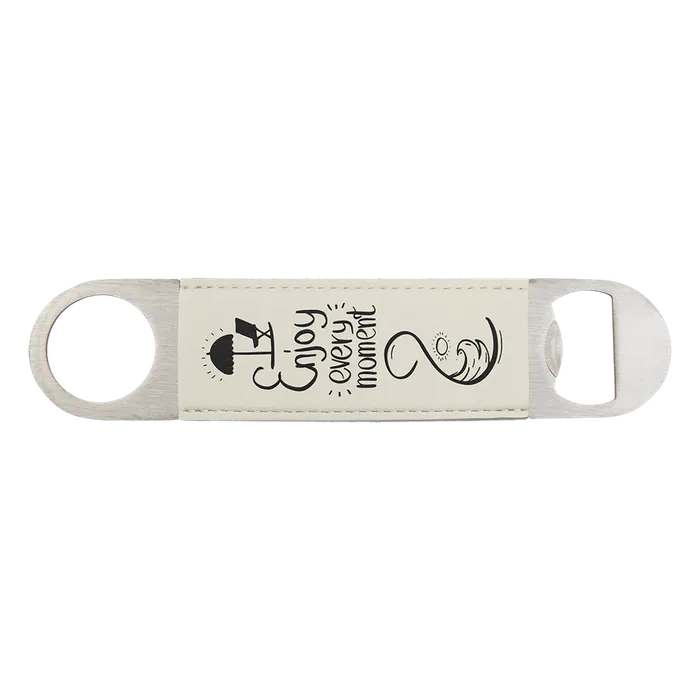 White Leatherette Bottle Opener