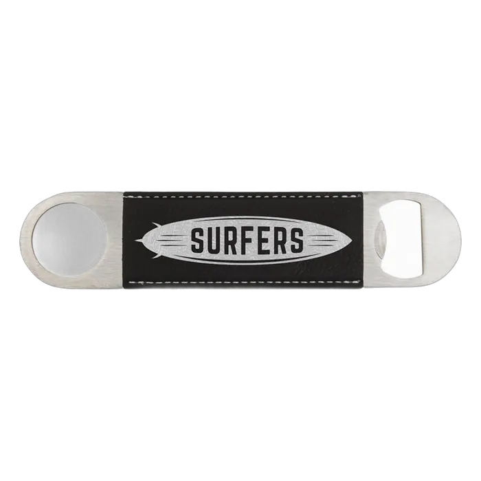 Black/Silver Leatherette Bottle Opener