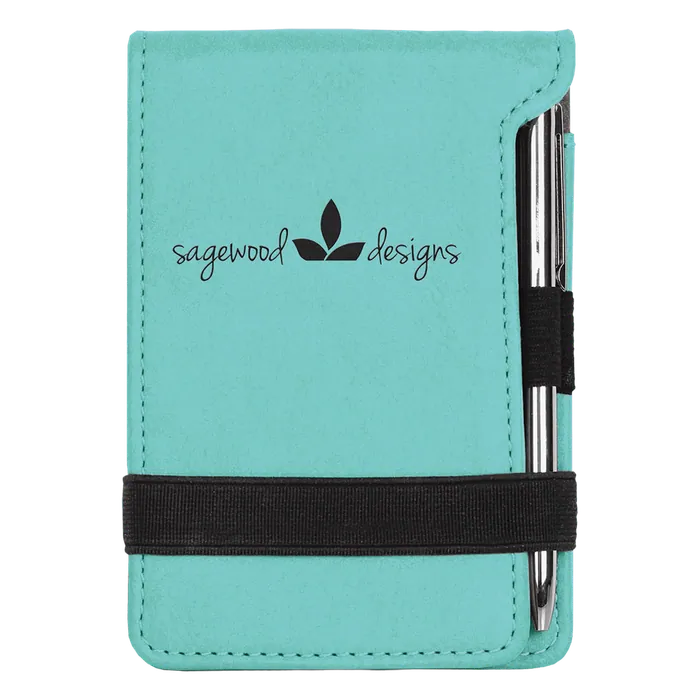 Teal Leatherette Mini Notepad & Pen Set