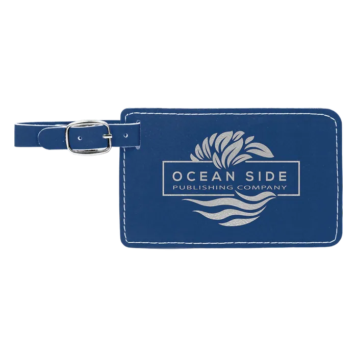 Blue/Silver Leatherette Luggage Tag
