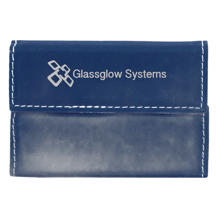 Blue/Silver Leatherette Hard Business Card Holder