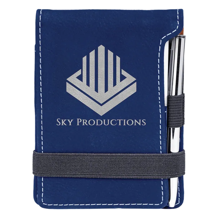 Blue/Silver Leatherette Mini Notepad & Pen Set