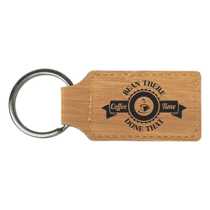 Bamboo Leatherette Rectangle Keychain