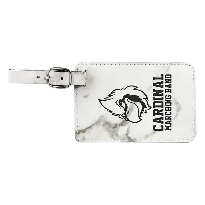 White Marble Leatherette Luggage Tag