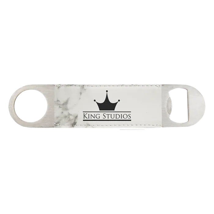 White Marble Leatherette Bottle Opener