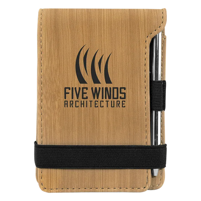 Bamboo Leatherette Mini Notepad & Pen Set