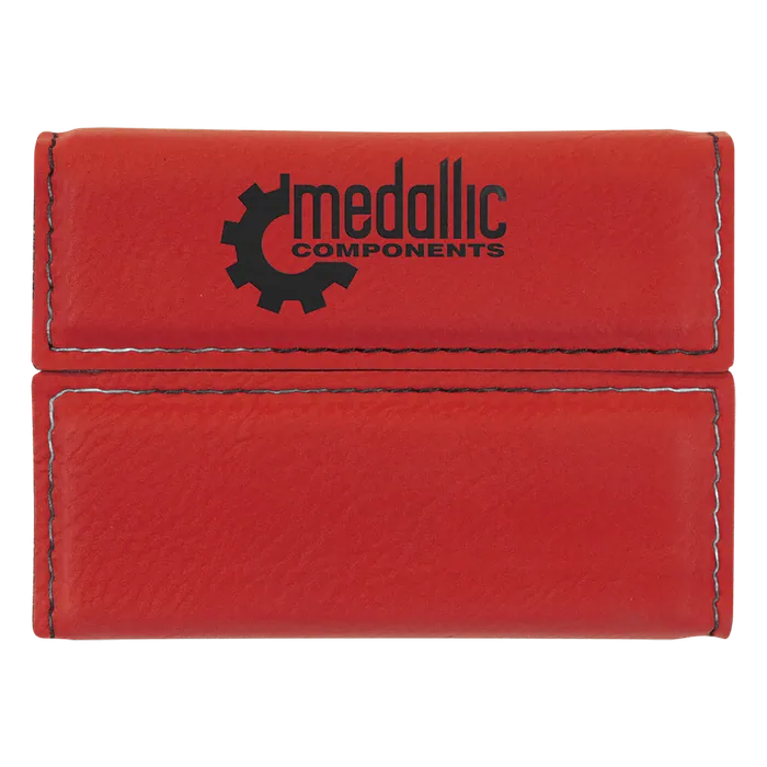 Red Laserable Leatherette Hard Business Card Holder
