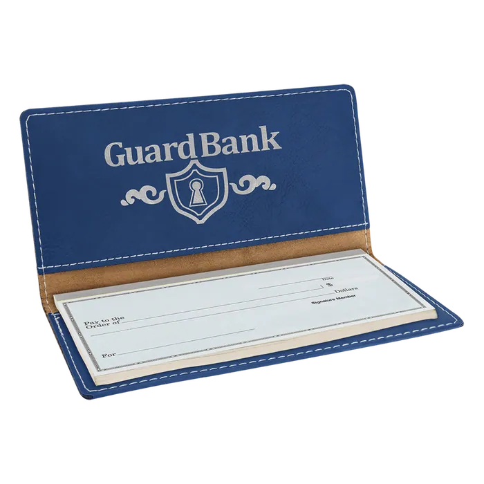 Blue/Silver Laserable Leatherette Checkbook Cover