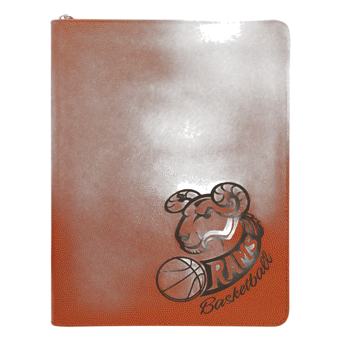 Basketball Leatherette Portfolio with Zipper and Notepad