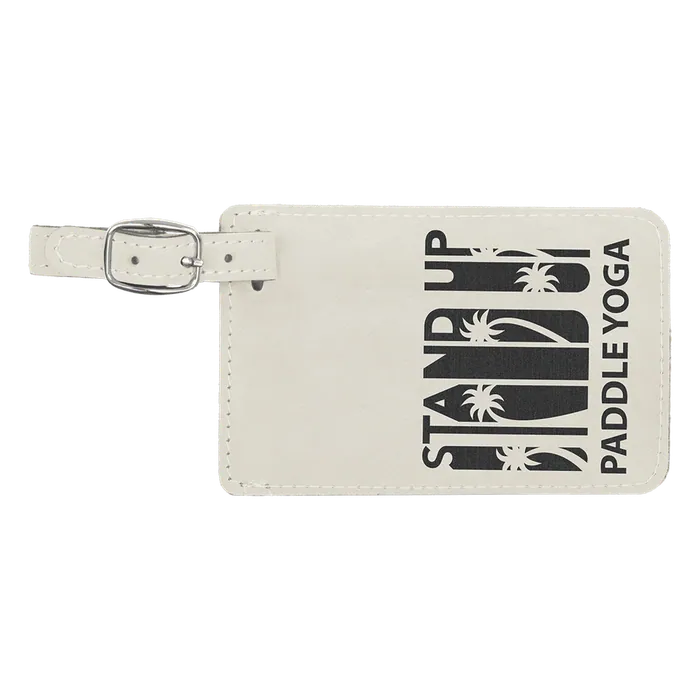 White Leatherette Luggage Tag