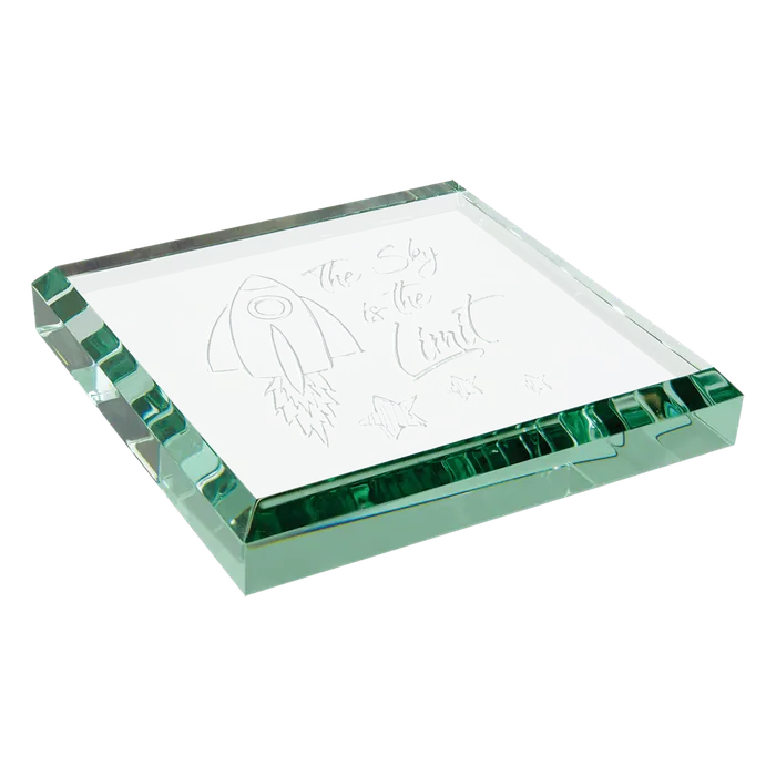 Jade Glass Paperweight, 3" x 3" x 1/2"
