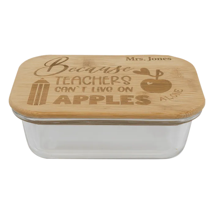 Rectangle Glass Container with Bamboo Lid, 5 3/4" x 4" x 2"