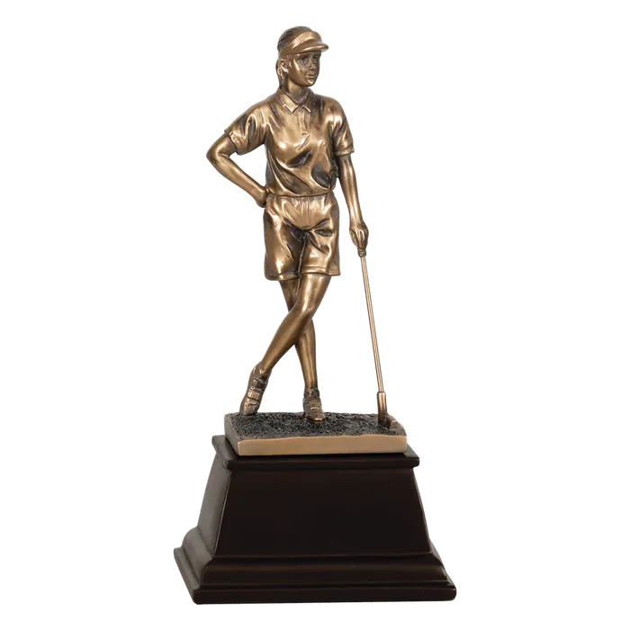 Female Bronze Golf Resin-9"