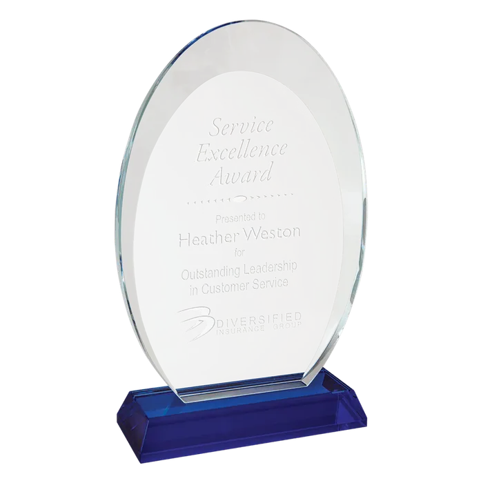 Small Oval Halo Glass with Blue Base