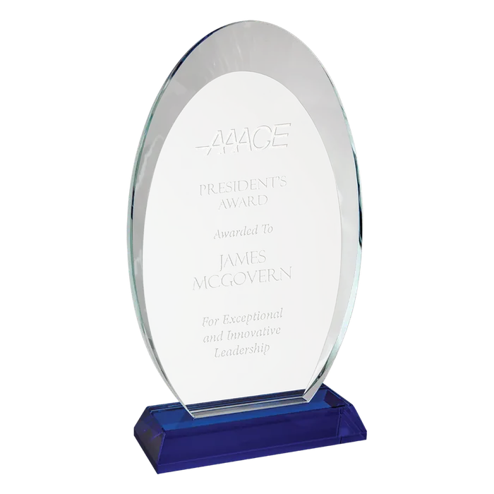 Large Oval Halo Glass with Blue Base