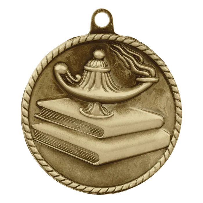 Lamp of Knowledge High Relief Medal-Gold