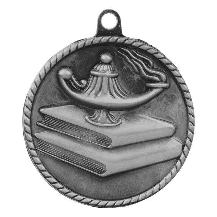 Lamp of Knowledge High Relief Medal-Silver