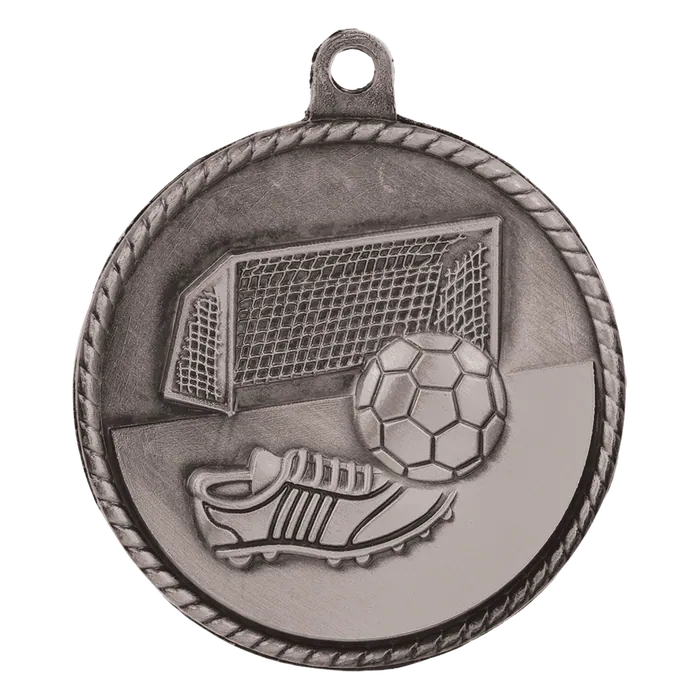 Soccer High Relief Soccer Medal-Silver