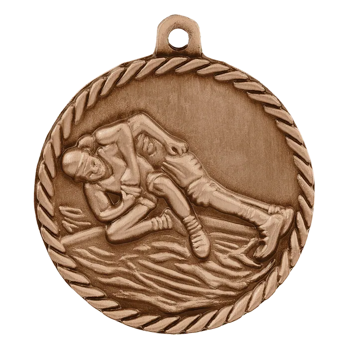 Wrestling High Relief Medal-Bronze