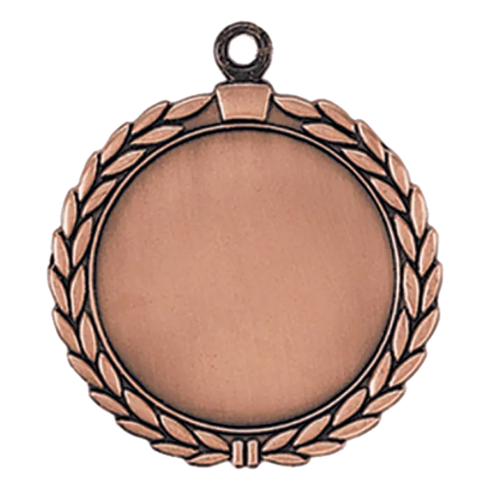 Wreath 2" Insert Holder Medal-Antique Bronze (Insert Not Included), 2 1/2"