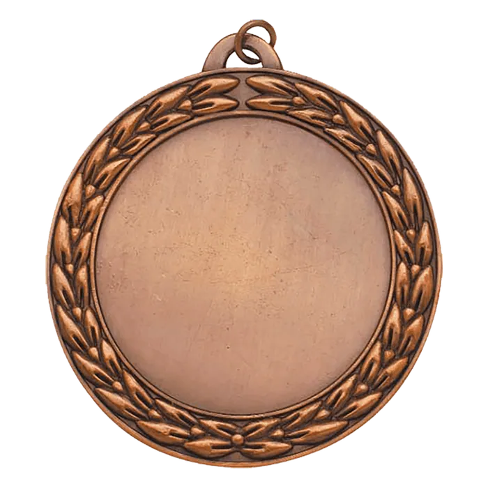Wreath 2" Insert Holder Medal-Antique Bronze (Insert Not Included), 2 3/4"